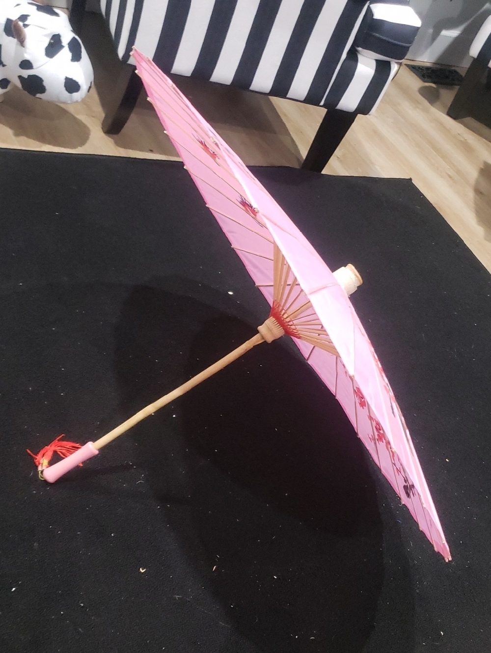 Pink Asian Wooden Parasol Umbrella